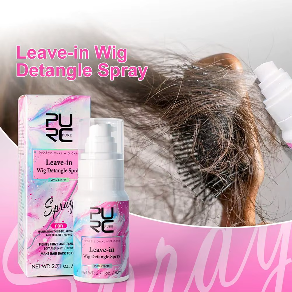 Anti-Frizz Spray Leave-In Wig Detangle Spray 80Ml Anti-Static Heat Protectant for Human/Synthetic Hair Smoothing Softness Anti-Frizz Velura