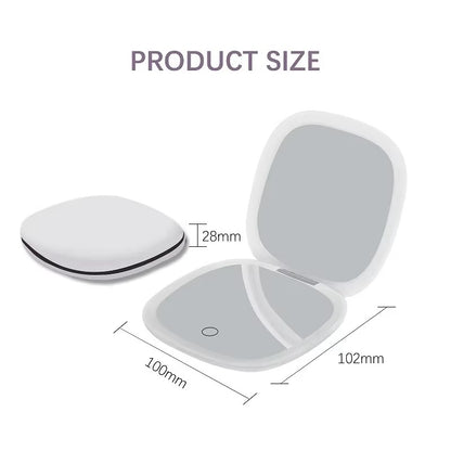 Folding Portable LED Mirror – USB Rechargeable Touch Dimmer 10X Magnifying Velura