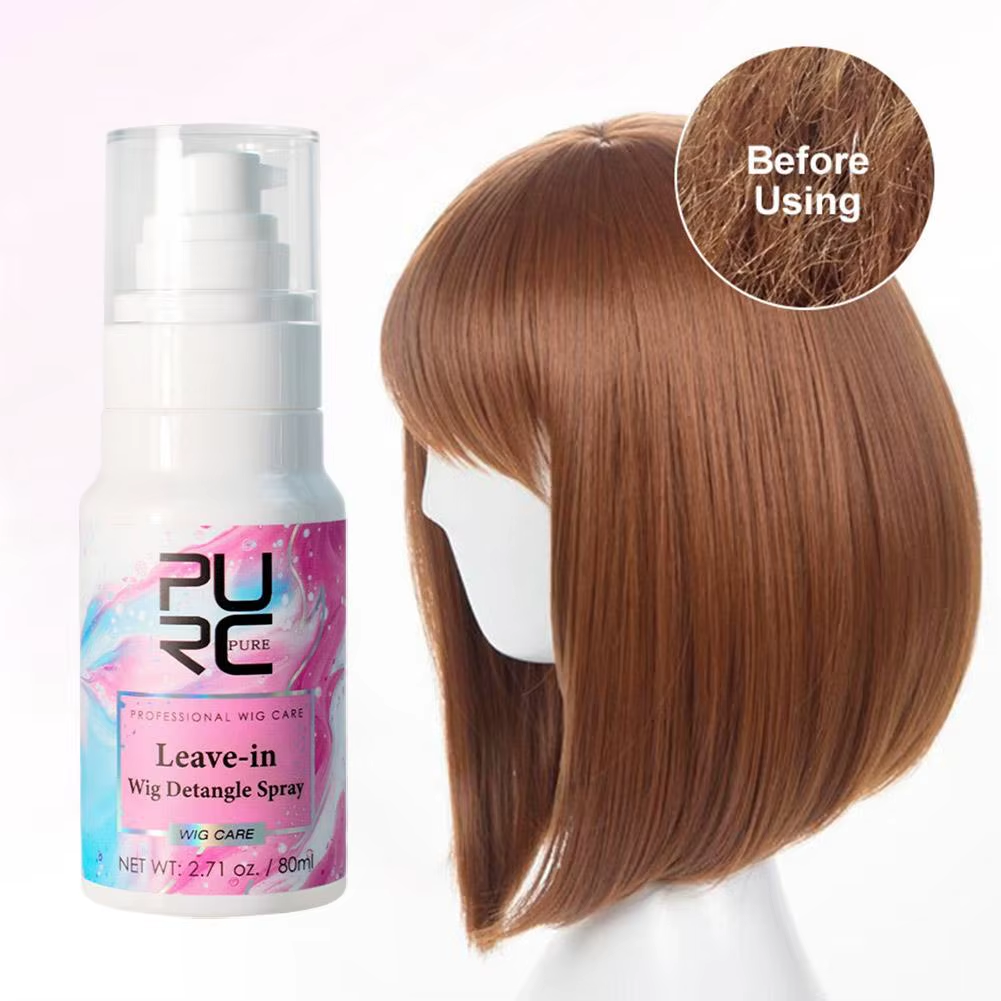 Anti-Frizz Spray Leave-In Wig Detangle Spray 80Ml Anti-Static Heat Protectant for Human/Synthetic Hair Smoothing Softness Anti-Frizz Velura