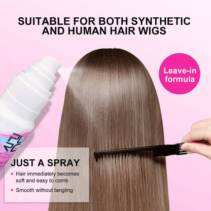 Anti-Frizz Spray Leave-In Wig Detangle Spray 80Ml Anti-Static Heat Protectant for Human/Synthetic Hair Smoothing Softness Anti-Frizz Velura