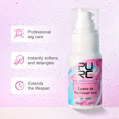 Anti-Frizz Spray Leave-In Wig Detangle Spray 80Ml Anti-Static Heat Protectant for Human/Synthetic Hair Smoothing Softness Anti-Frizz Velura