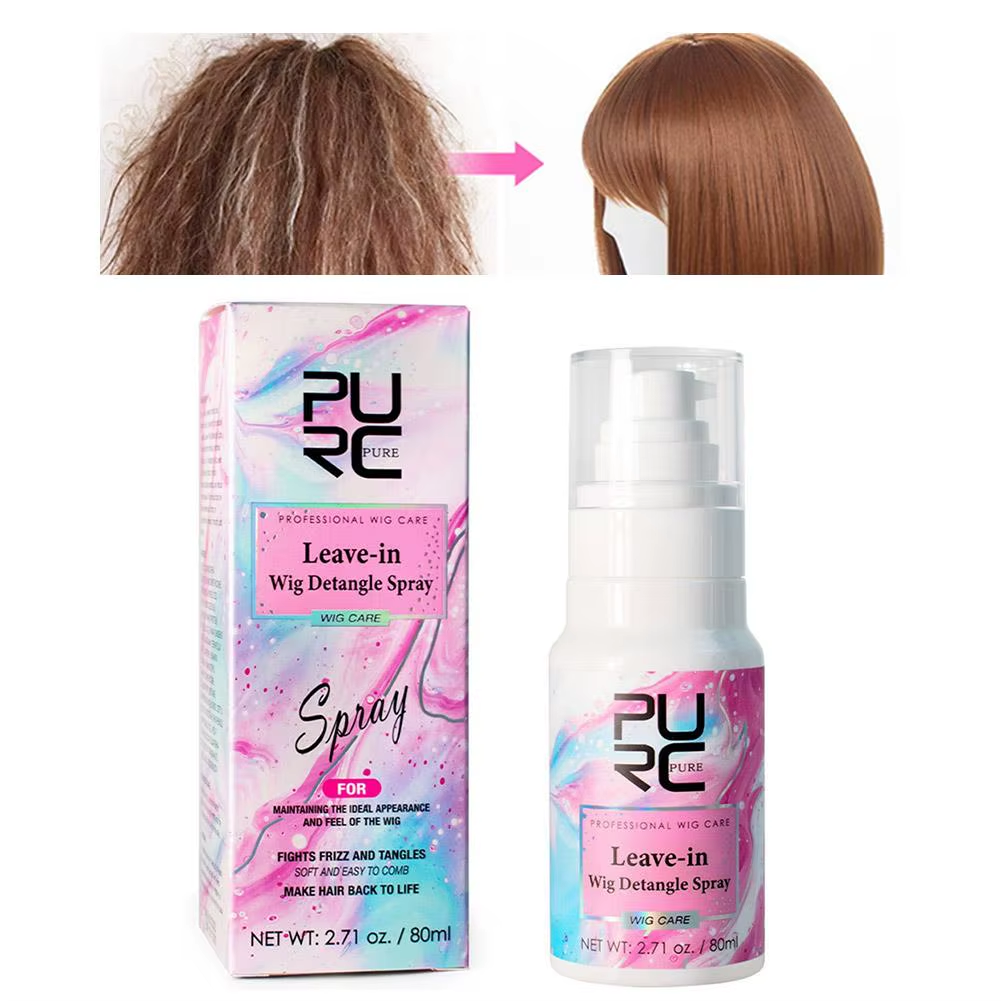 Anti-Frizz Spray Leave-In Wig Detangle Spray 80Ml Anti-Static Heat Protectant for Human/Synthetic Hair Smoothing Softness Anti-Frizz Velura