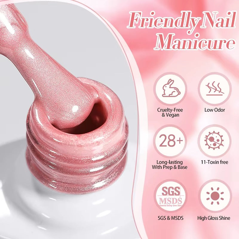 Gel Nail Polish – Pink Cat Eye Magnetic Jelly Crystal Nail Polish 10ml Velura