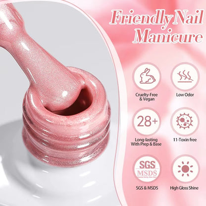 Gel Nail Polish – Pink Cat Eye Magnetic Jelly Crystal Nail Polish 10ml Velura