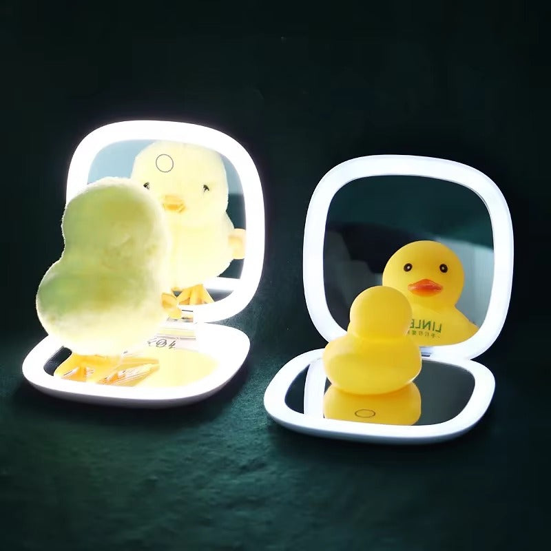 Folding Portable LED Mirror – USB Rechargeable Touch Dimmer 10X Magnifying Velura